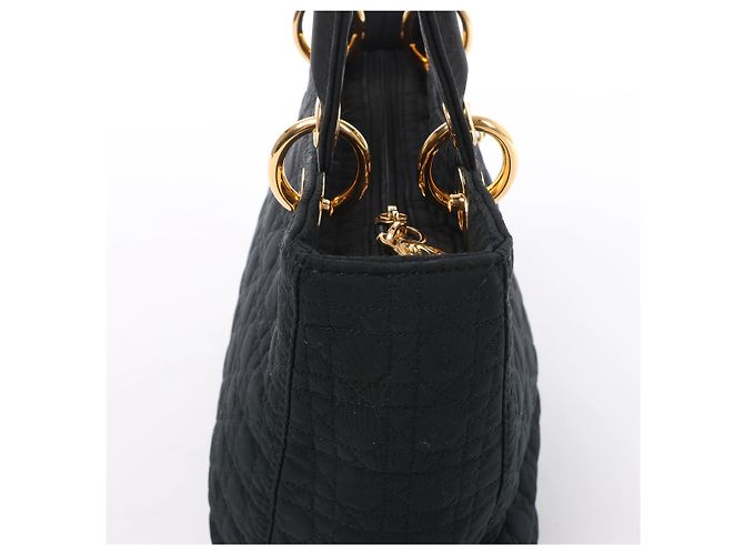 Borsa Christian Dior Lady Dior Cannage in nylon nera - vista 4