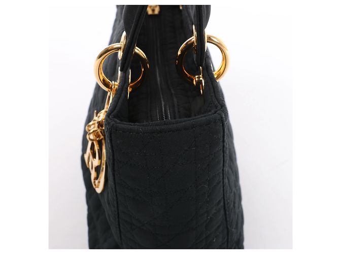 Borsa Christian Dior Lady Dior Cannage in nylon nera - vista 5