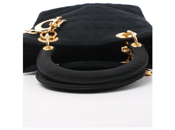 Borsa Christian Dior Lady Dior Cannage in nylon nera - vista 6