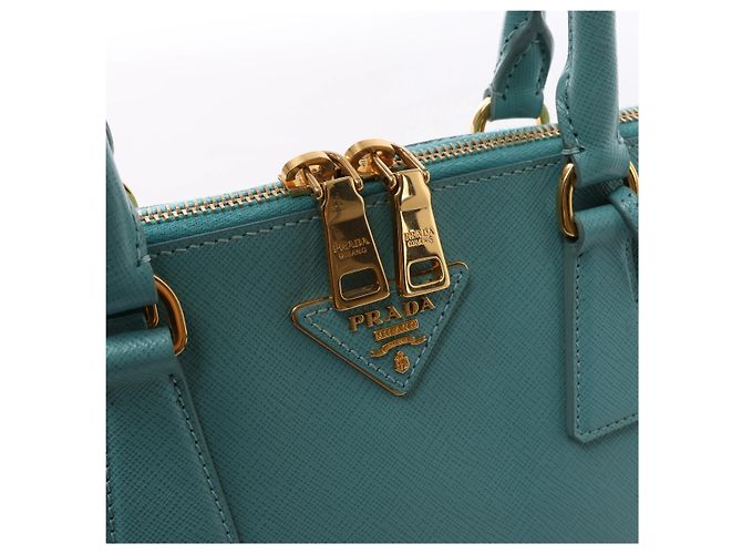 Borsa a mano Prada Promenade in pelle Saffiano Lux blu - vista 10