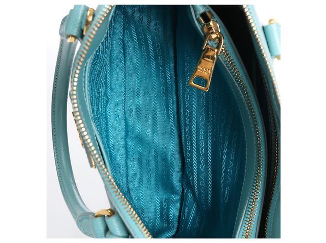Borsa a mano Prada Promenade in pelle Saffiano Lux blu - vista 11