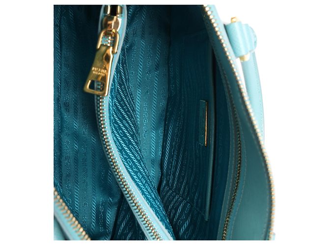 Borsa a mano Prada Promenade in pelle Saffiano Lux blu - vista 12