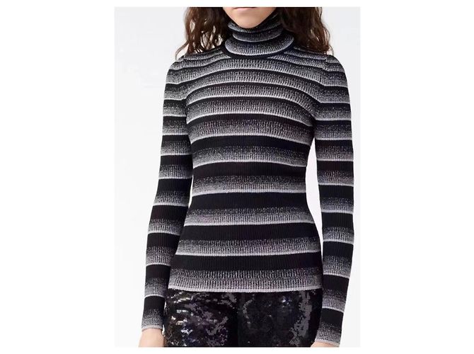 Chanel 23K Gestreifter Rollkragenpullover aus Wolle - Ansicht 8