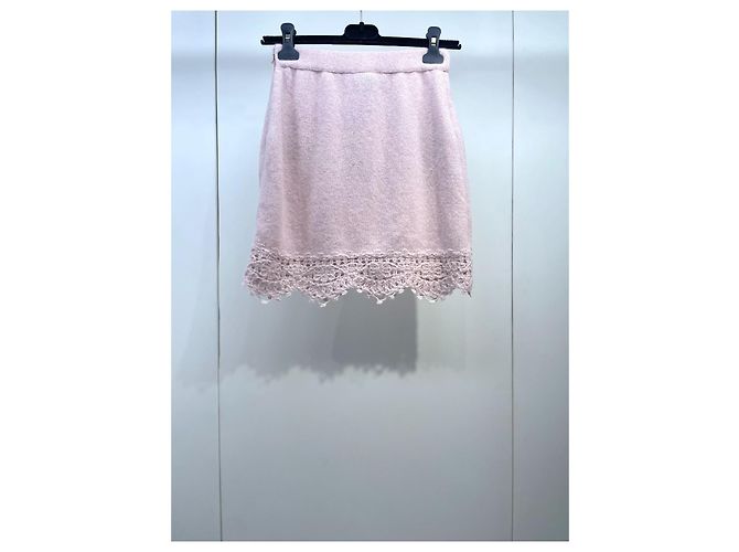 Falda Chanel de algodón rosa crochet - vista 2