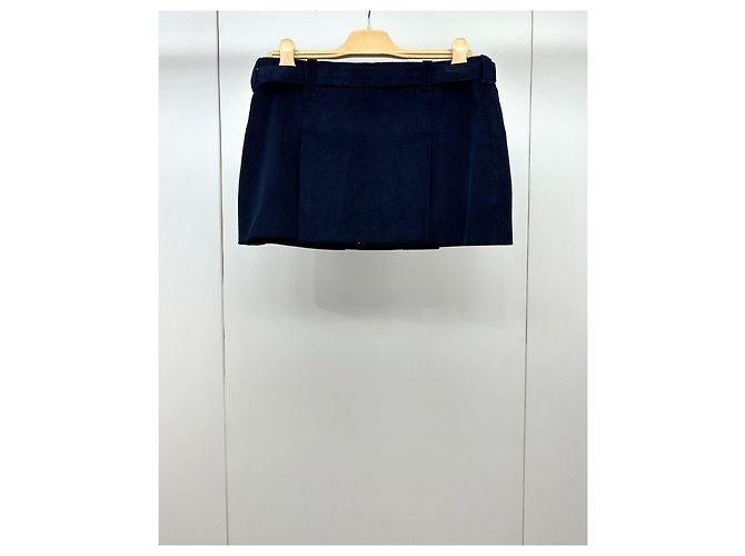 Gonna Miu Miu in velluto a coste blu navy - vista 2