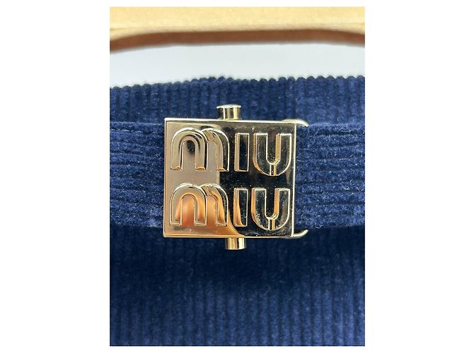 Gonna Miu Miu in velluto a coste blu navy - vista 3