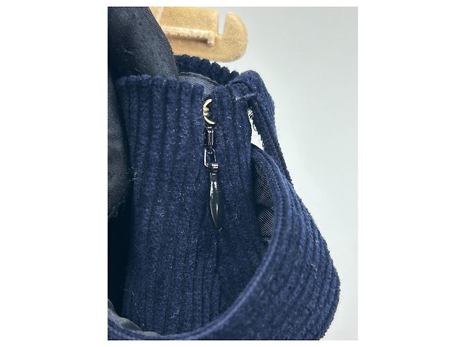 Gonna Miu Miu in velluto a coste blu navy - vista 4