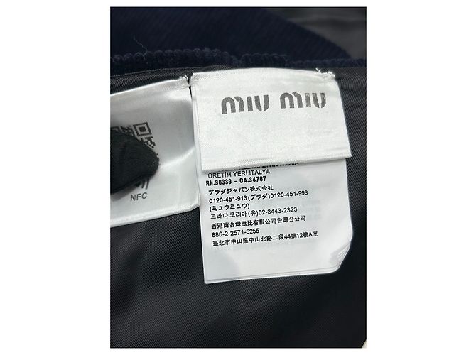 Gonna Miu Miu in velluto a coste blu navy - vista 6