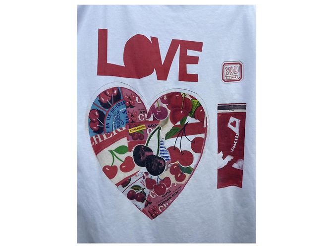 Top Loewe de algodón blanco con aplique de corazón rojo - vista 3