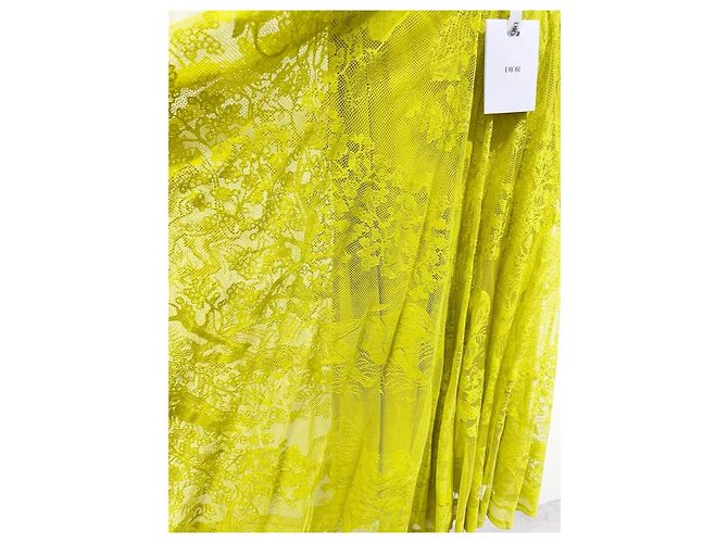 Falda Dior Amarilla de Algodón de Talle Alto - vista 3