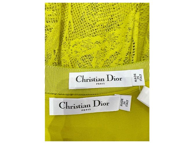 Falda Dior Amarilla de Algodón de Talle Alto - vista 4