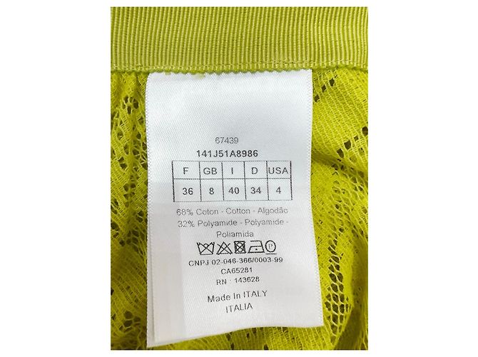 Falda Dior Amarilla de Algodón de Talle Alto - vista 5