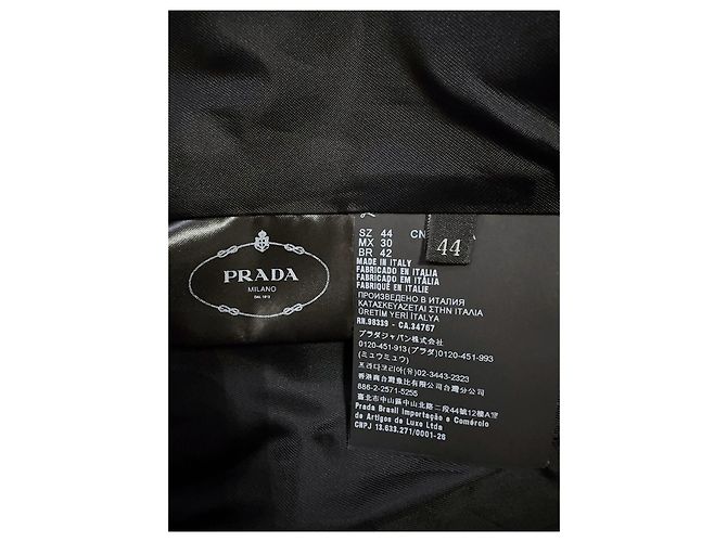 Prada Schwarzer Wollmantel mit Dreieck Logo - Ansicht 4