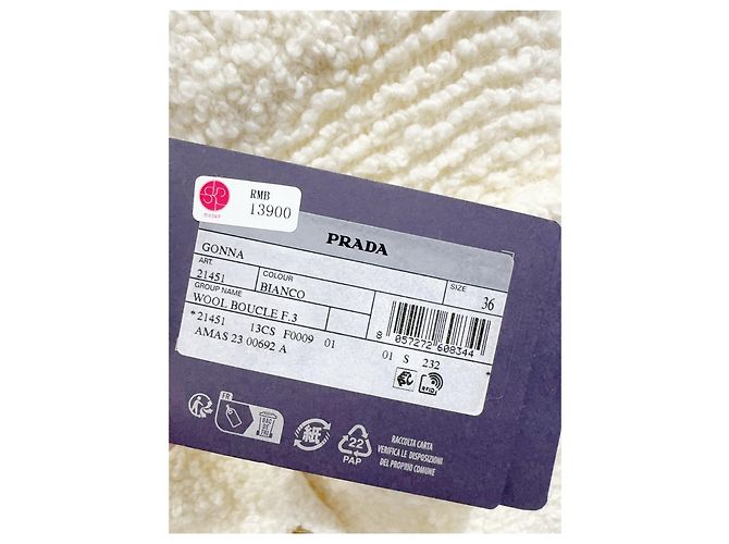 Falda Prada de tweed beige de talle alto - vista 2