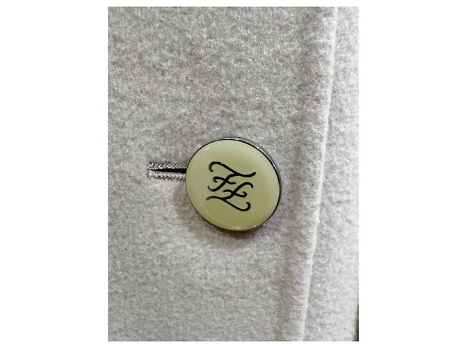 Abrigo Estilo Capa de Lana Fendi Beige - vista 3