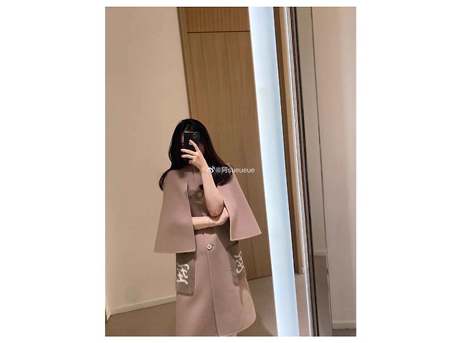 Abrigo Estilo Capa de Lana Fendi Beige - vista 9
