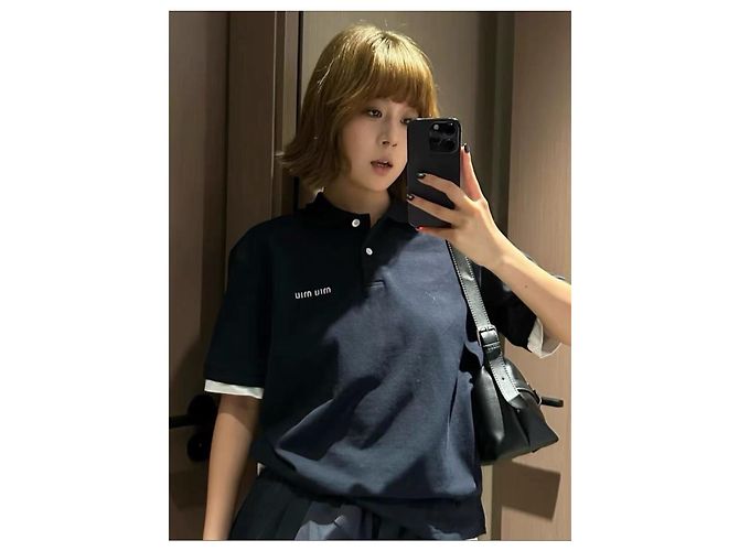 Polo Miu Miu de algodón azul marino - vista 9