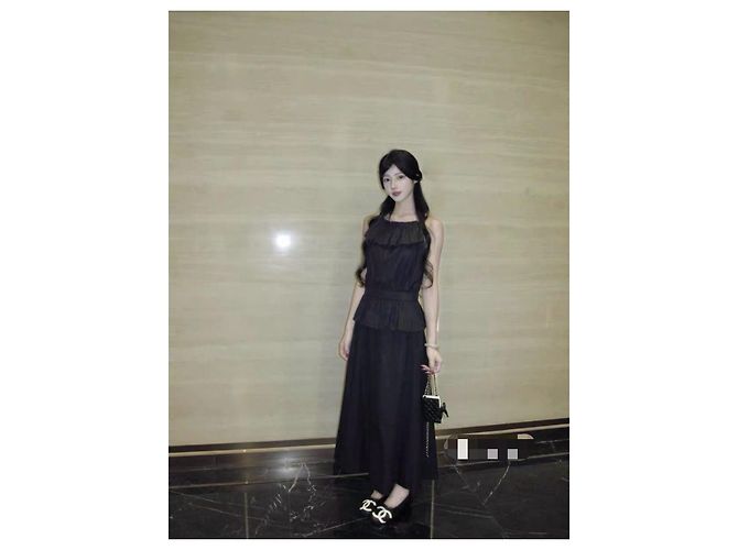 Chanel langes Kleid Navy Baumwolle - Ansicht 8