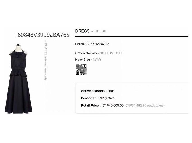 Chanel langes Kleid Navy Baumwolle - Ansicht 9