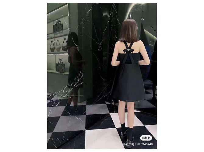 Vestido Prada de algodón negro con lazo Talla 40 - vista 8