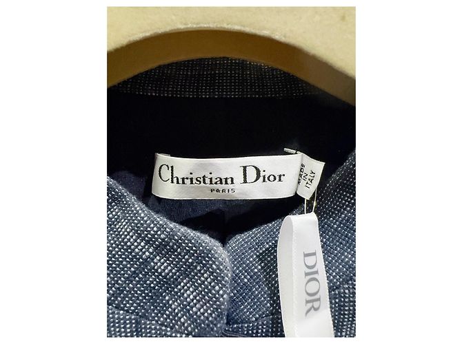 Dior Kleid aus Navy Tweed mit Gürtel Größe 38 - Ansicht 2
