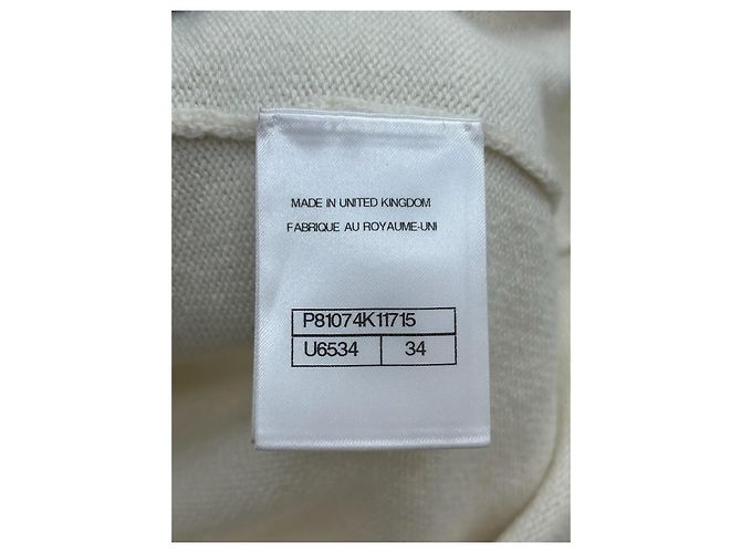 Chanel Kaschmir Cardigan Weiß mit Goldborte Größe 34 - Ansicht 5