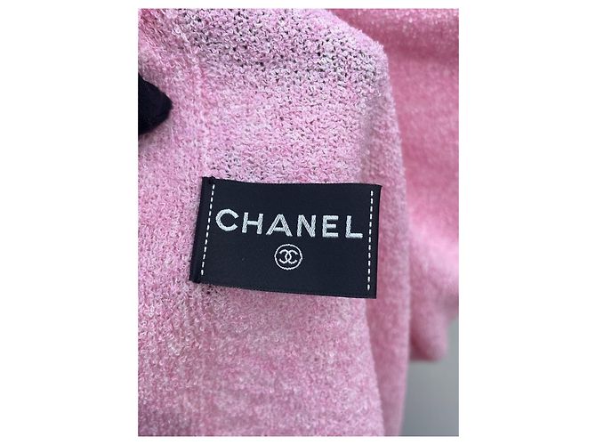 Sciarpa Chanel in cotone rosa con logo ricamato - vista 6