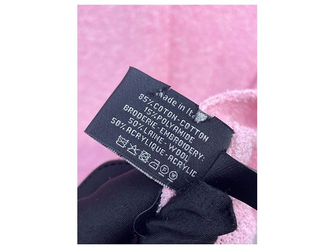 Sciarpa Chanel in cotone rosa con logo ricamato - vista 7