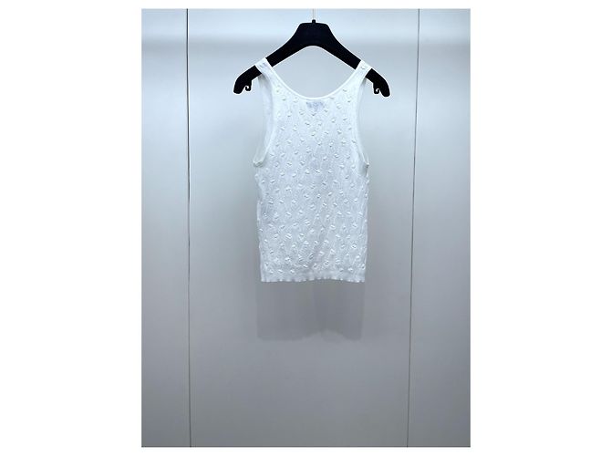Chaleco de punto acolchado Chanel blanco algodón - vista 2