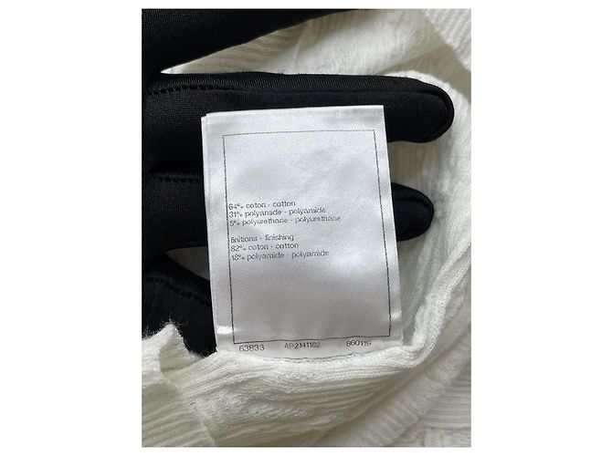 Chaleco de punto acolchado Chanel blanco algodón - vista 4
