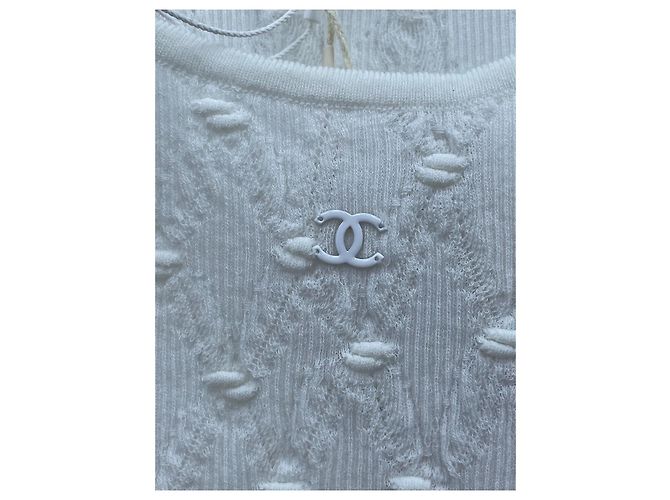 Chaleco de punto acolchado Chanel blanco algodón - vista 5