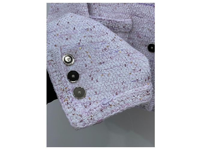 Chanel Tweed Jacke mit Glitzergewebe Größe 34 - Ansicht 4