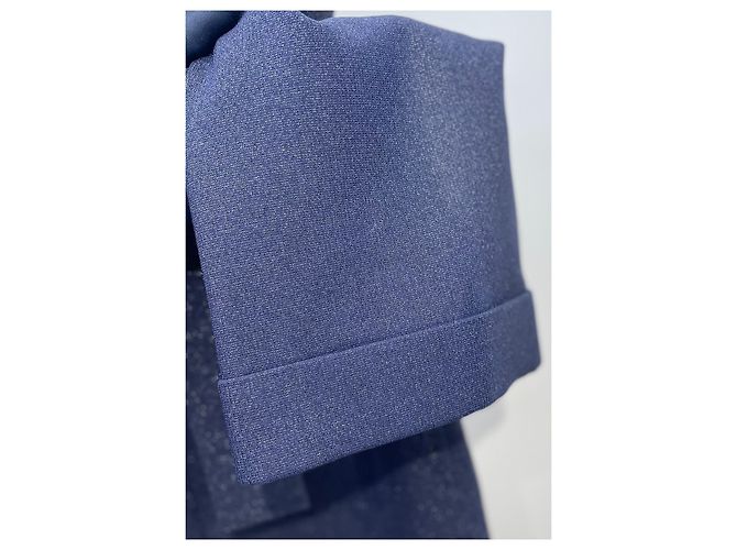 Giacca Chanel in tweed blu navy taglia 38 - vista 3