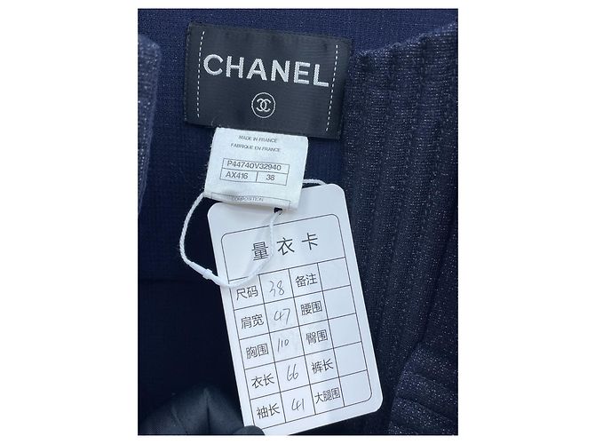 Giacca Chanel in tweed blu navy taglia 38 - vista 6