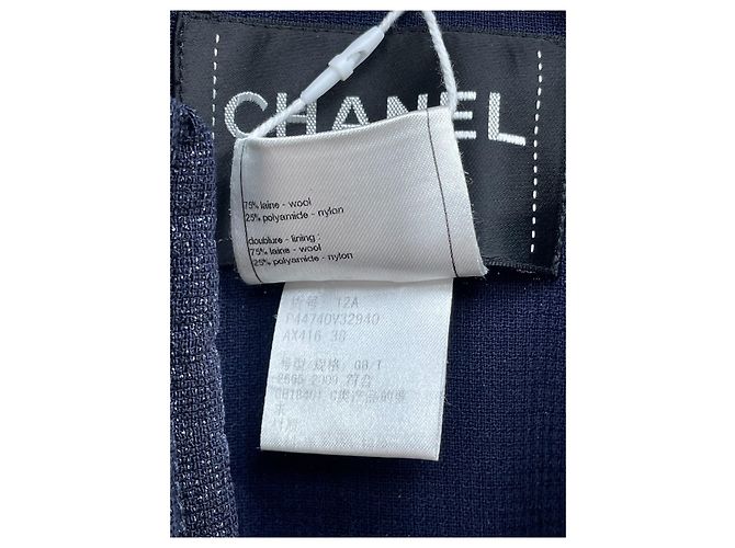 Giacca Chanel in tweed blu navy taglia 38 - vista 7