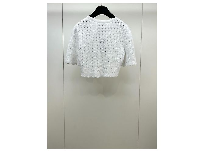 Top Chanel in pizzo bianco corto - vista 2