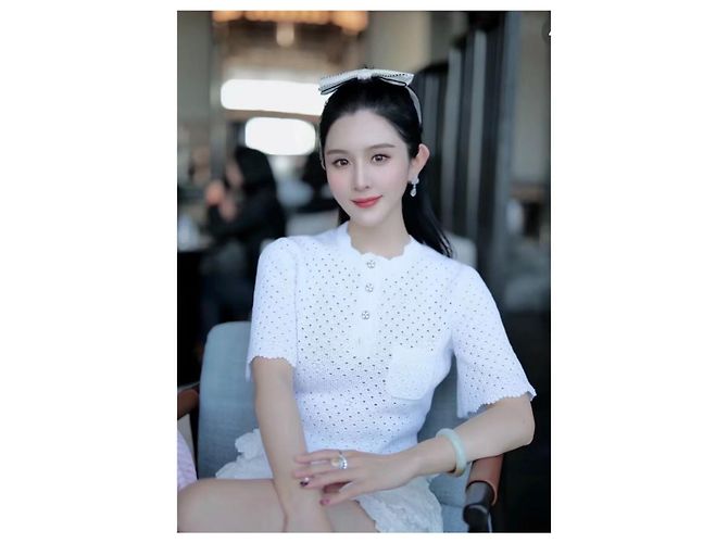 Top Chanel in pizzo bianco corto - vista 6