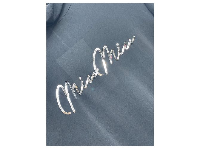 Miu Miu Schwarzes Viskose Oberteil mit Pailletten Logo - Ansicht 4