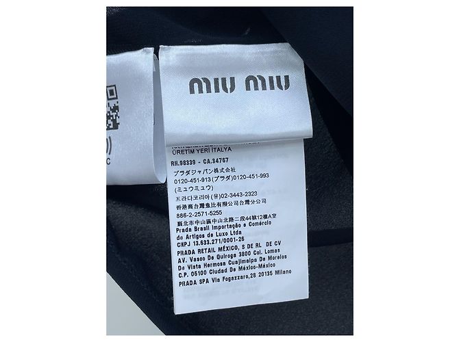 Miu Miu Schwarzes Viskose Oberteil mit Pailletten Logo - Ansicht 7