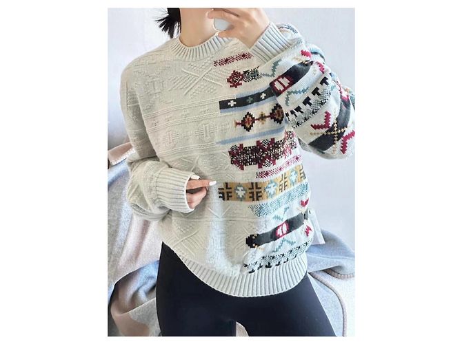 Malha Hermès de cashmere jacquard floral - vista 8