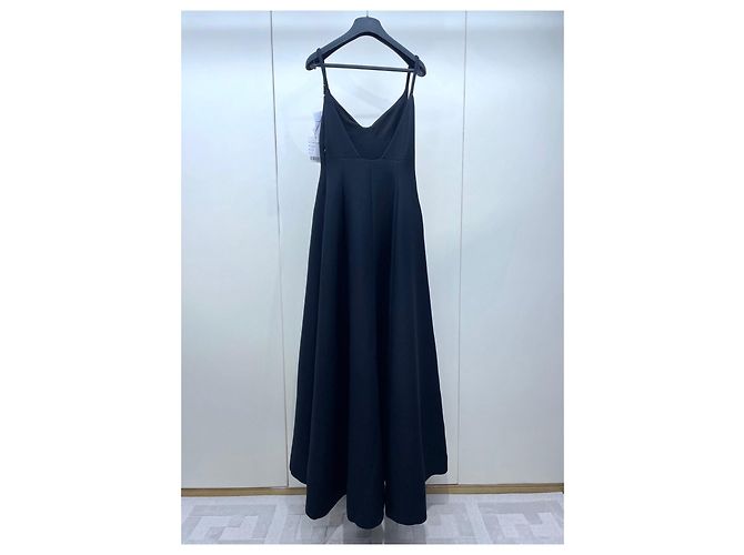 Dior Abendkleid aus schwarzer Wolle mit Trägern - Ansicht 2