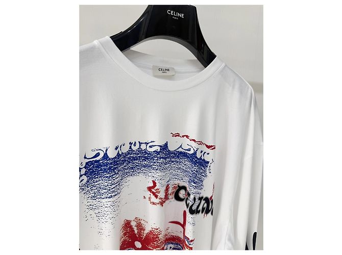 Top Céline Blanco Estampado de Algodón Oversize - vista 2