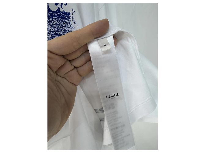 Top Céline Blanco Estampado de Algodón Oversize - vista 5