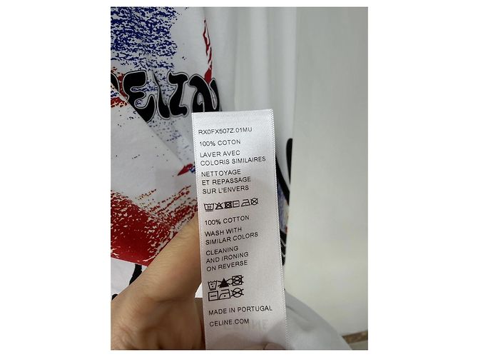 Top Céline Blanco Estampado de Algodón Oversize - vista 6