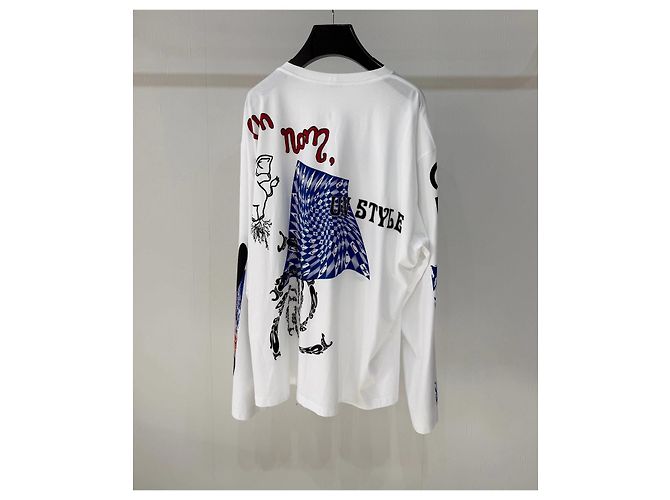 Top Céline Blanco Estampado de Algodón Oversize - vista 7