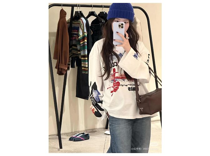 Top Céline Blanco Estampado de Algodón Oversize - vista 9