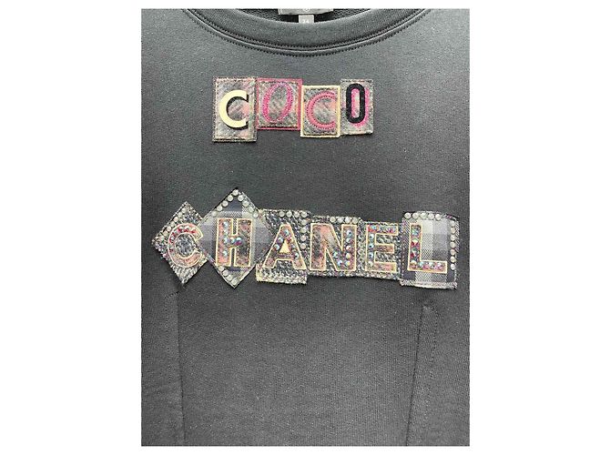Top Chanel Negro de Algodón de Manga Corta FR 34 - vista 3