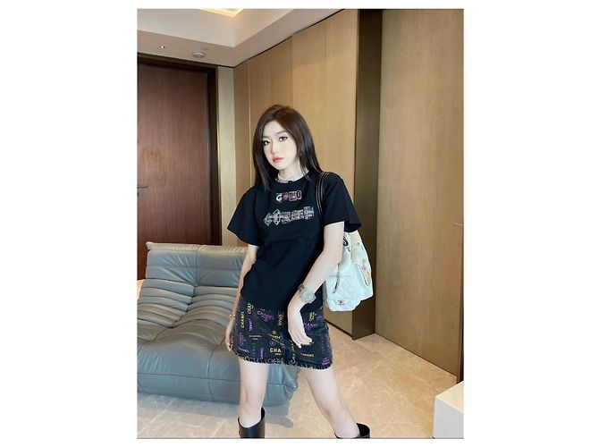 Top Chanel Negro de Algodón de Manga Corta FR 34 - vista 8