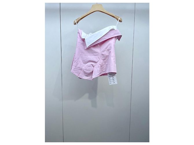 Top Bandeau Asimétrico Miu Miu Rosa de Algodón - vista 2