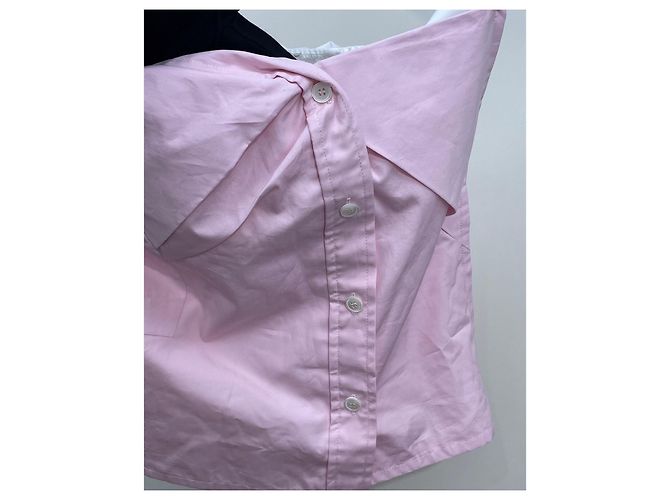 Top Bandeau Asimétrico Miu Miu Rosa de Algodón - vista 4